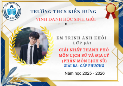VINH DANH HỌC SINH GIỎI TRƯỜNG THCS KIẾN HƯNG ĐẠT GIẢI CẤP THÀNH PHỐ – NĂM HỌC 2025–2026