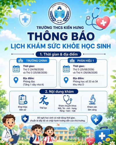 🌿 KHÁM SỨC KHỎE MIỄN PHÍ – CHỦ ĐỘNG CHĂM SÓC SỨC KHỎE HỌC SINH 🩺❤️