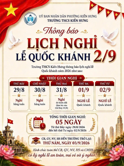 THÔNG BÁO NGHỈ LỄ 2/9